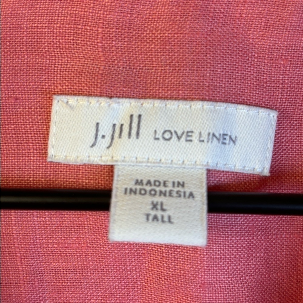 J.Jill Love Linen 100% Linen Button Up Blouse Top Pink Coral Size XL Tall - Picture 2 of 4